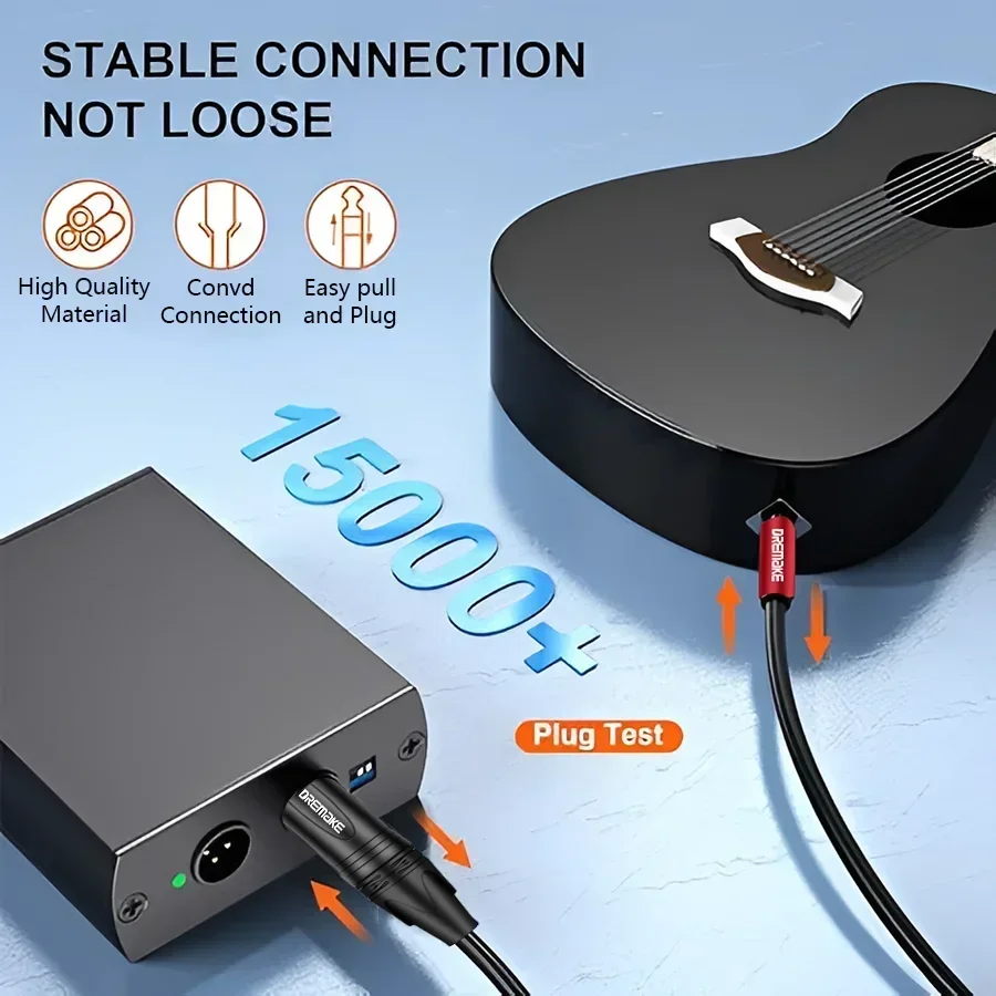 6,35 mm a XLR Jack 6,35 mm (1/4 pulgadas) TRS macho a cable de interfaz equilibrado XLR macho de 3 pines para micrófono, escenario, DJ Pro - imagen 2