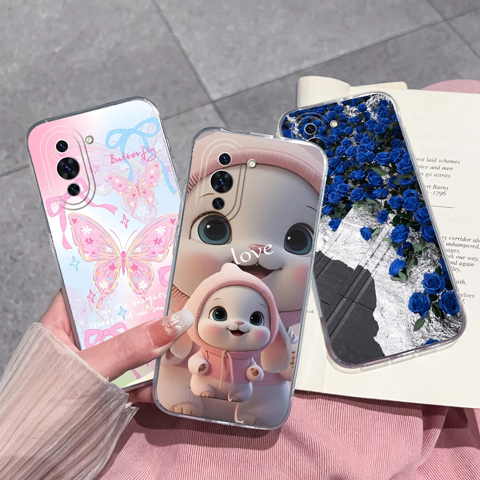 Para Huawei Nova 10 Pro SE funda gradiente flores suave TPU transparente silicona teléfono parachoques para Huawei Nova10 funda protectora - imagen 3