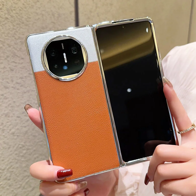 Para Huawei Mate X6 funda de lujo de cuero PU revestimiento de piel funda protectora trasera para Huawei Mate X6 X5 X3 X2 carcasa de teléfono