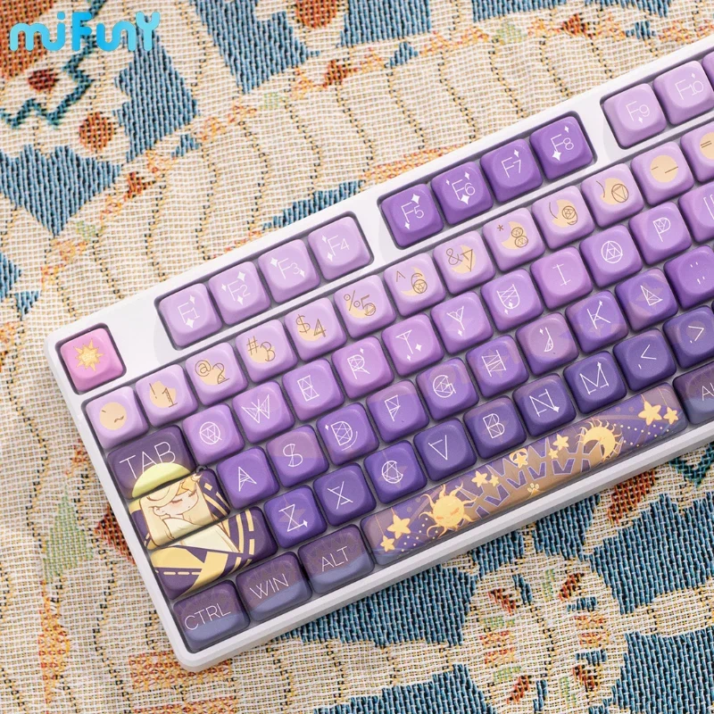 Star River Fantasy Keycaps personalizado MOA Profile Purple Starry Sky PBT Key Cap para HI75 99 104 F87 K99 108 para Crush80 Girl Gift
