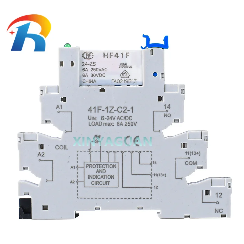 1 Uds 41F-1Z-C2-1 + HF41F 24-ZS 12-Z 5-ZS 5V 12V 24V ZST 6A 250V 1CO relé delgado/SSR montaje en casquillo de tornillo con relé de oblea LED - imagen 5