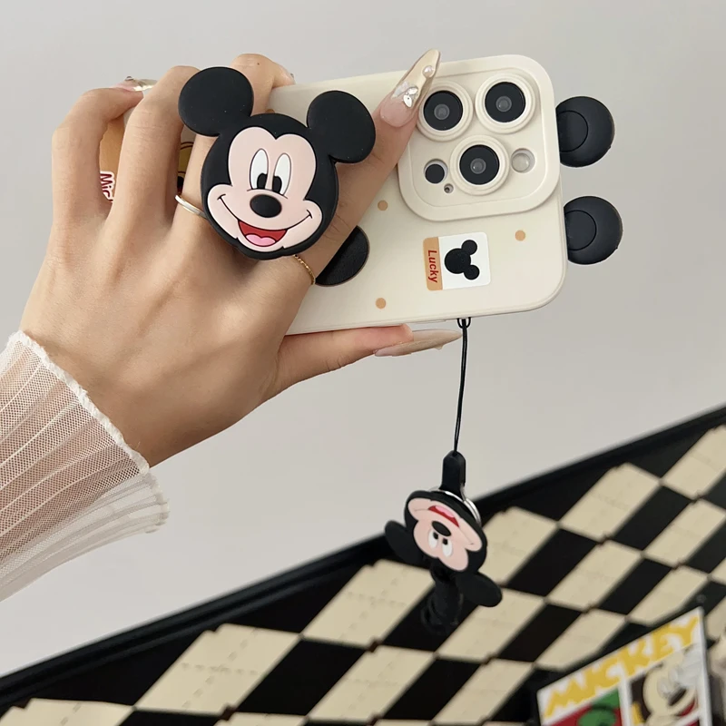 Para Samsung Galaxy A12 A11 A71 A51 A52 A22 A02s A32 A13 A53 A03s A04s A20s A33 A73 A23 asiento trasero Minnie funda con cuerda de soporte - imagen 5