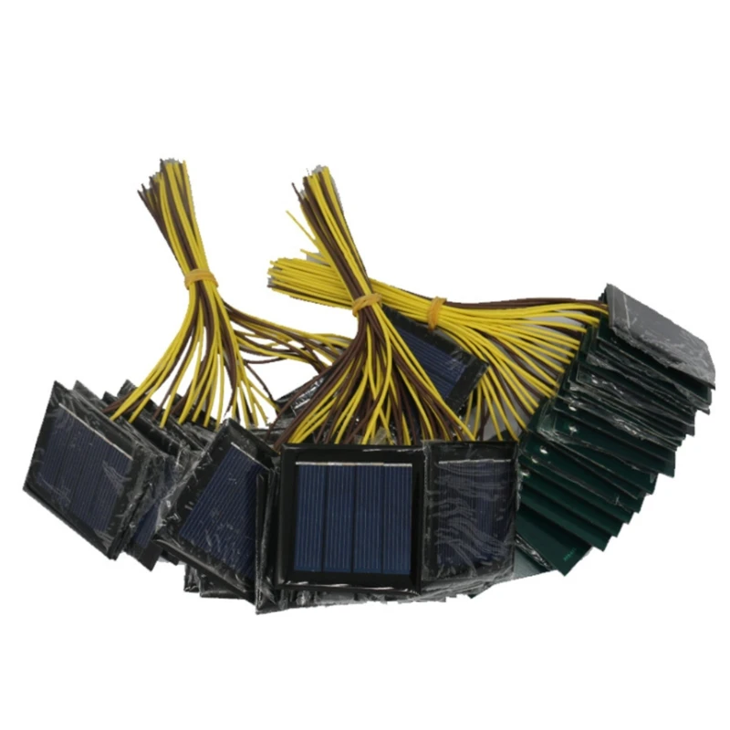Micro placa Solar fotovoltaica, 5 piezas, 2V, 100Ma, células solares con cables, placa epoxi, juguetes para proyectos de bricolaje, 54mm x 54mm, K1KF