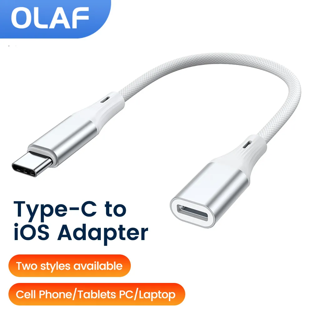 Adaptador tipo C a ios ios macho a tipo C hembra Cable de datos de carga rápida para iPhone 15 iPad Macbook