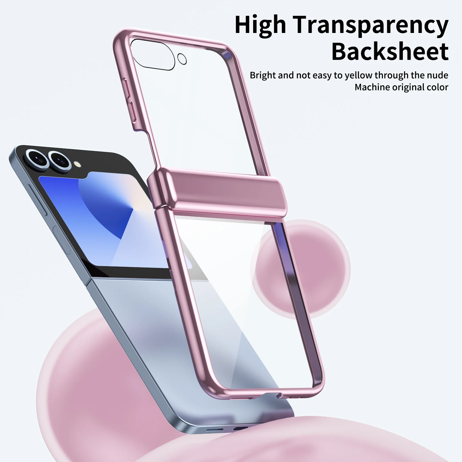 Funda de teléfono transparente con bisagra chapada de lujo para Samsung Galaxy Z Flip 6 5 4 3 5G, funda trasera transparente a prueba de golpes para Galaxy Z Flip 6 - imagen 5