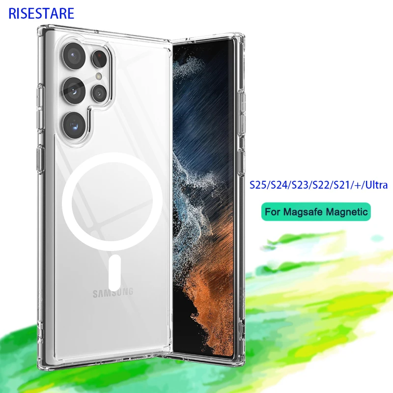 Funda magnética transparente Original para Samsung Galaxy S24 S22 S21 S23 S25 Ultra Plus Magsafe, funda S25 Ultra - imagen 2