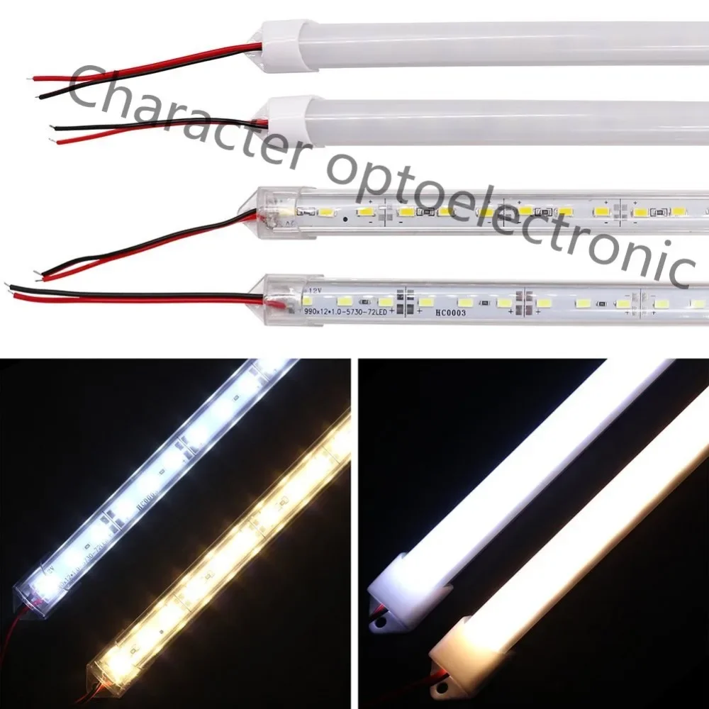 20 piezas 50cm DC12V SMD 5630/5730 tira de luz LED rígida + cubierta de pc tubo de luz de barra LED (blanco cálido/blanco frío) - imagen 4