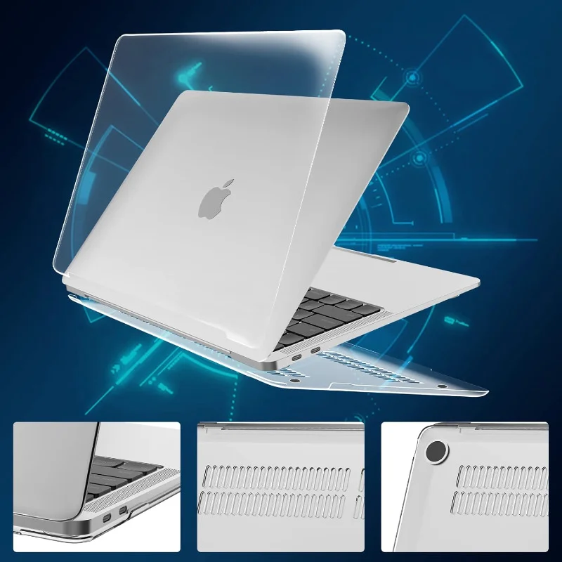 Compatible con MacBook Air 13 2022-2025 M4 A3240/M3 A3113/M2 A2681, carcasa dura de plástico y tela de pantalla, transparente - imagen 3