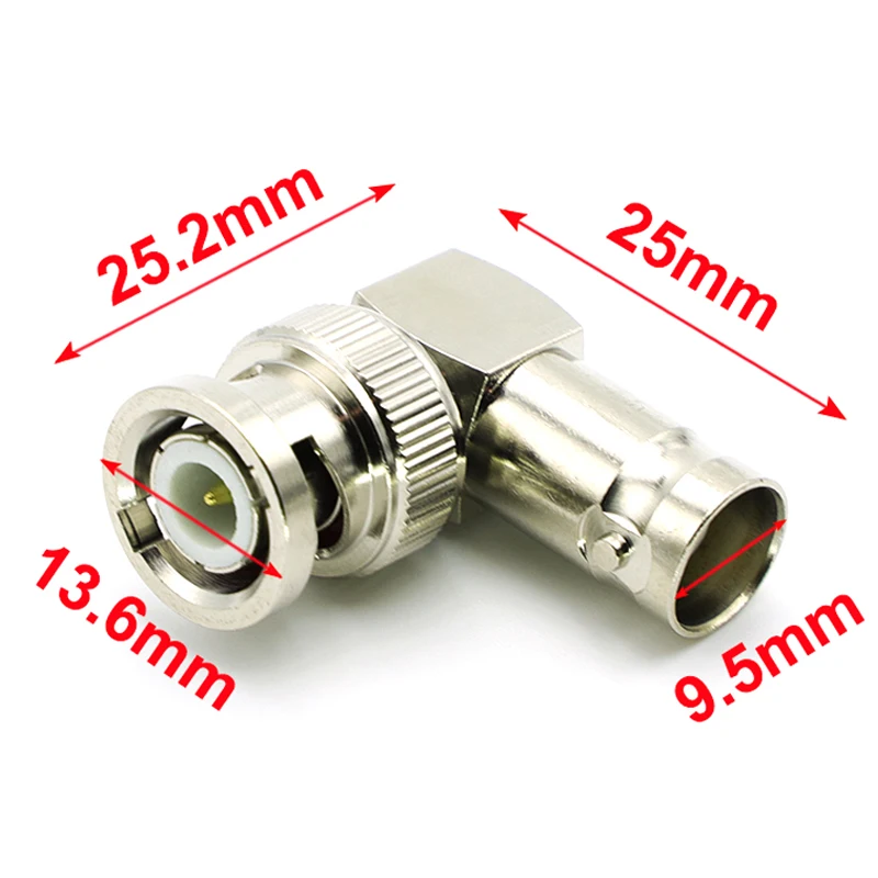 1 Uds Q9 BNC macho hembra conector de ángulo recto de 90 grados BNC macho a BNC hembra adaptador de vídeo en forma de L latón niquelado - imagen 5