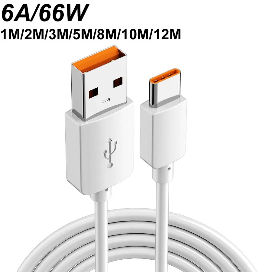 1M/2M/3M/5M/8M/10M/12M 66W 6A USB tipo C Cable cargador de carga rápida para Samsung Huawei Xiaomi Mi teléfono cámara CCTV - imagen 2