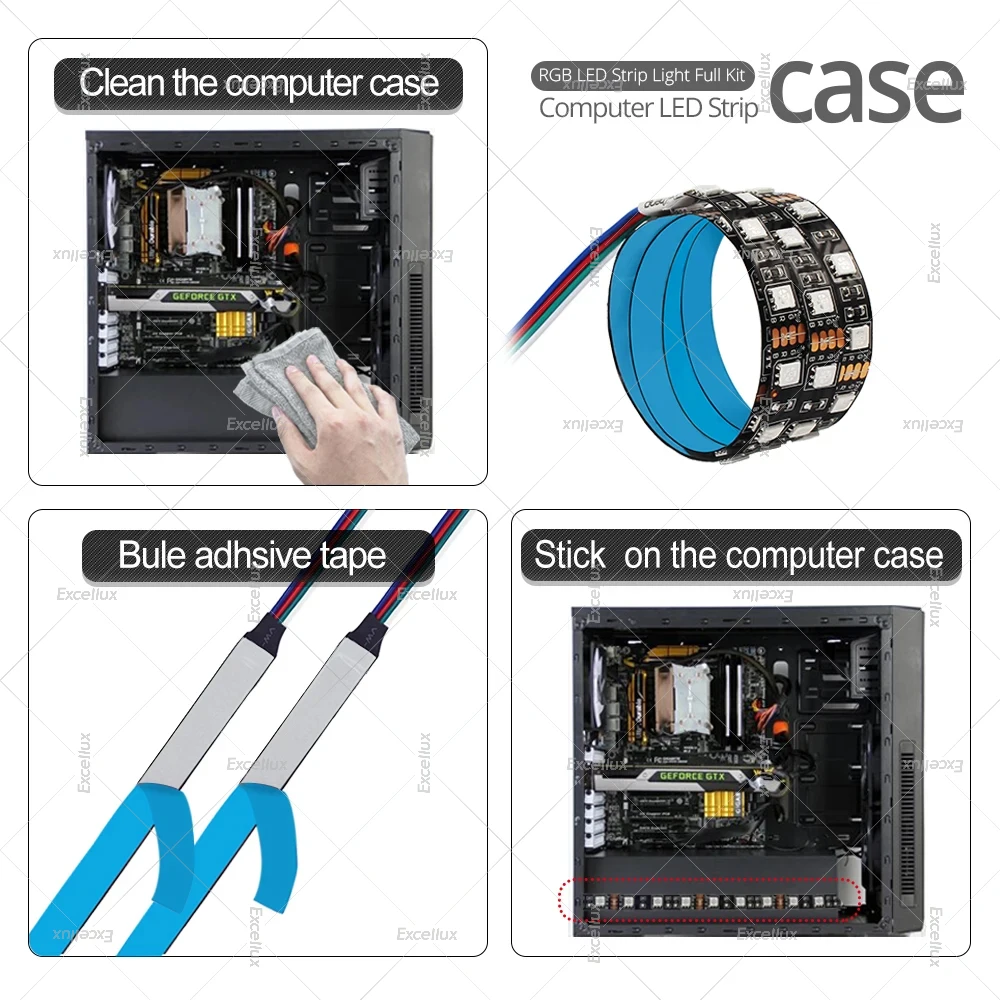 Caja de PC con interfaz SATA de 5V, lámpara de tira LED, barra de luz para ordenador de 5V, iluminación para juegos de PC, 0,5 M /1M /2M /2x0,5M /2x1M - imagen 4