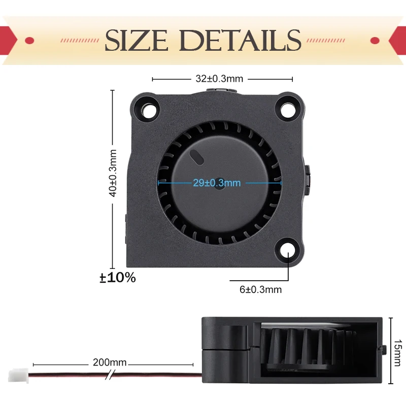 Gdstime 40x40x15MM 24V DC Turbo soplador 40MM 4CM ventilador Radial centrífugo 4015 enfriador sin escobillas accesorios de impresora 3D radiador - imagen 5