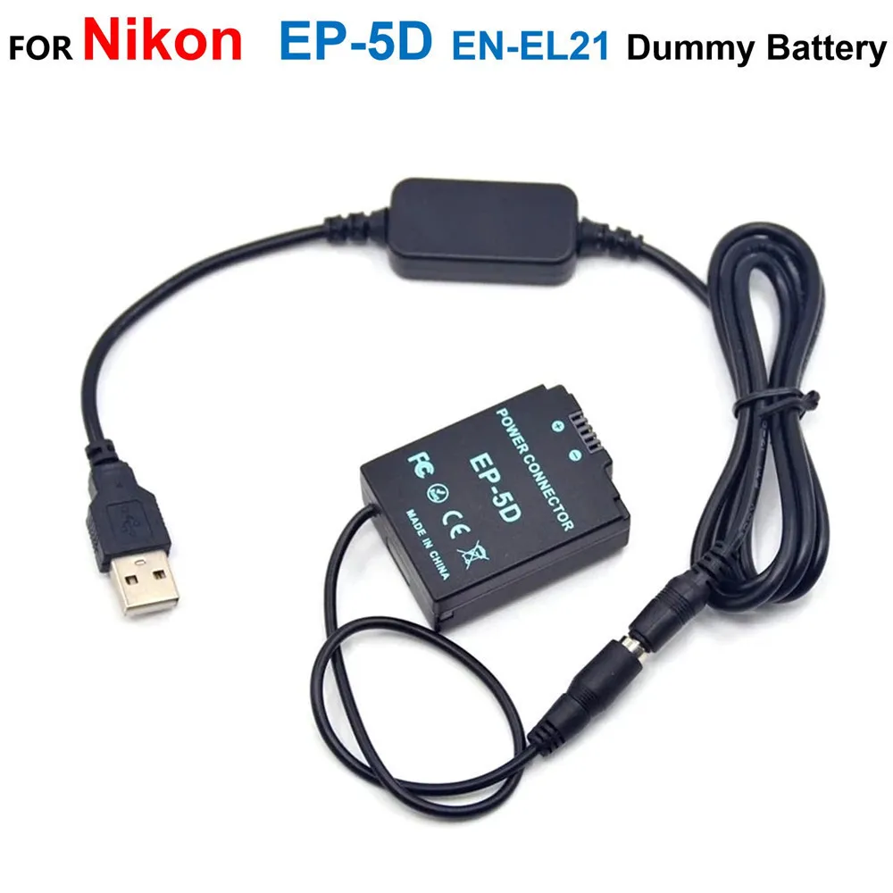 Adaptador de Cable de alimentación USB de 5V + acoplador CC EP-5D ENEL21 EN-EL21 batería falsa para Nikon 1 V2 1V2 Camrea - imagen 2
