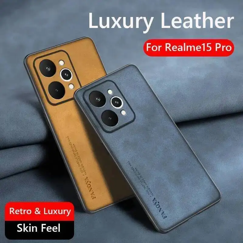 Para Realme 15 Pro 5G sensación de piel a prueba de golpes mate Funda de cuero Retro Funda trasera suave Funda para Realme 15 Pro Protector - imagen 2