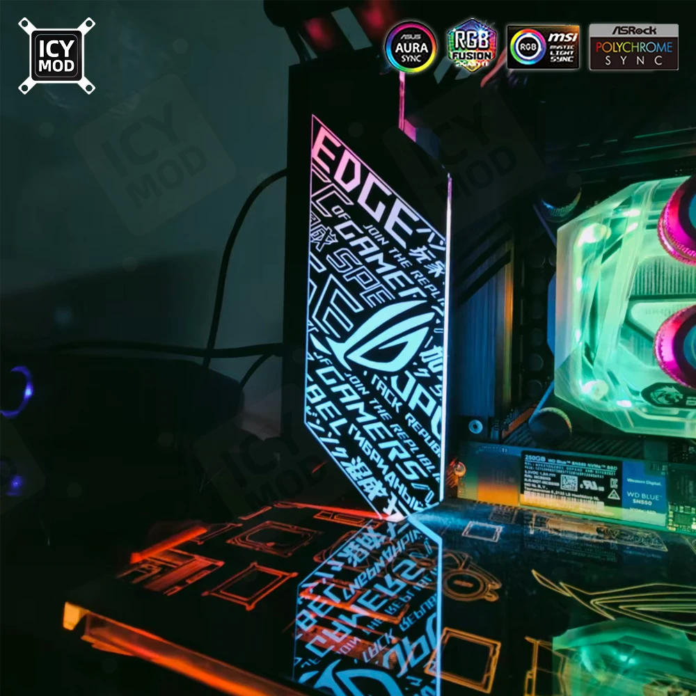 Placa base DIY, cubierta decorativa IO, Panel de iluminación RGB, chasis MOD ARGB MOBO I/O, cubierta de placa base personalizada, funda de PC AURA SYNC - imagen 5