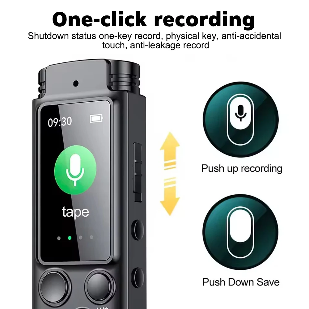 Grabadora de voz Digital, dictáfono de Audio profesional con reducción de ruido, grabación de sonido activada por voz, reproductor MP3, grabación de largo tiempo - imagen 2