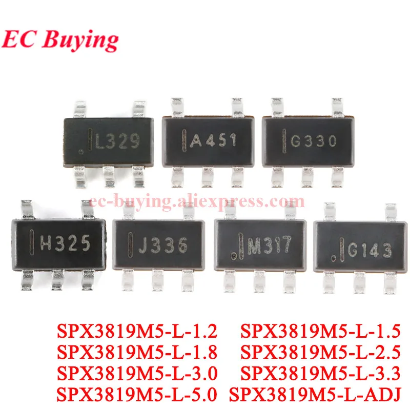 5-100Pcs SPX3819 1.2V 1.5V 1.8V 2.5V 3V 3.3V 5V ADJ SOT23-5 Adjustable Output 500mA Low-Noise LDO Voltage Regulator SPX3819M5 IC