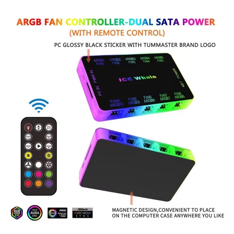 HUB ICE Whale C10 ARGB/PWM con controlador ARGB Adaptador HUB de ventilador 2 en 1 - imagen 3