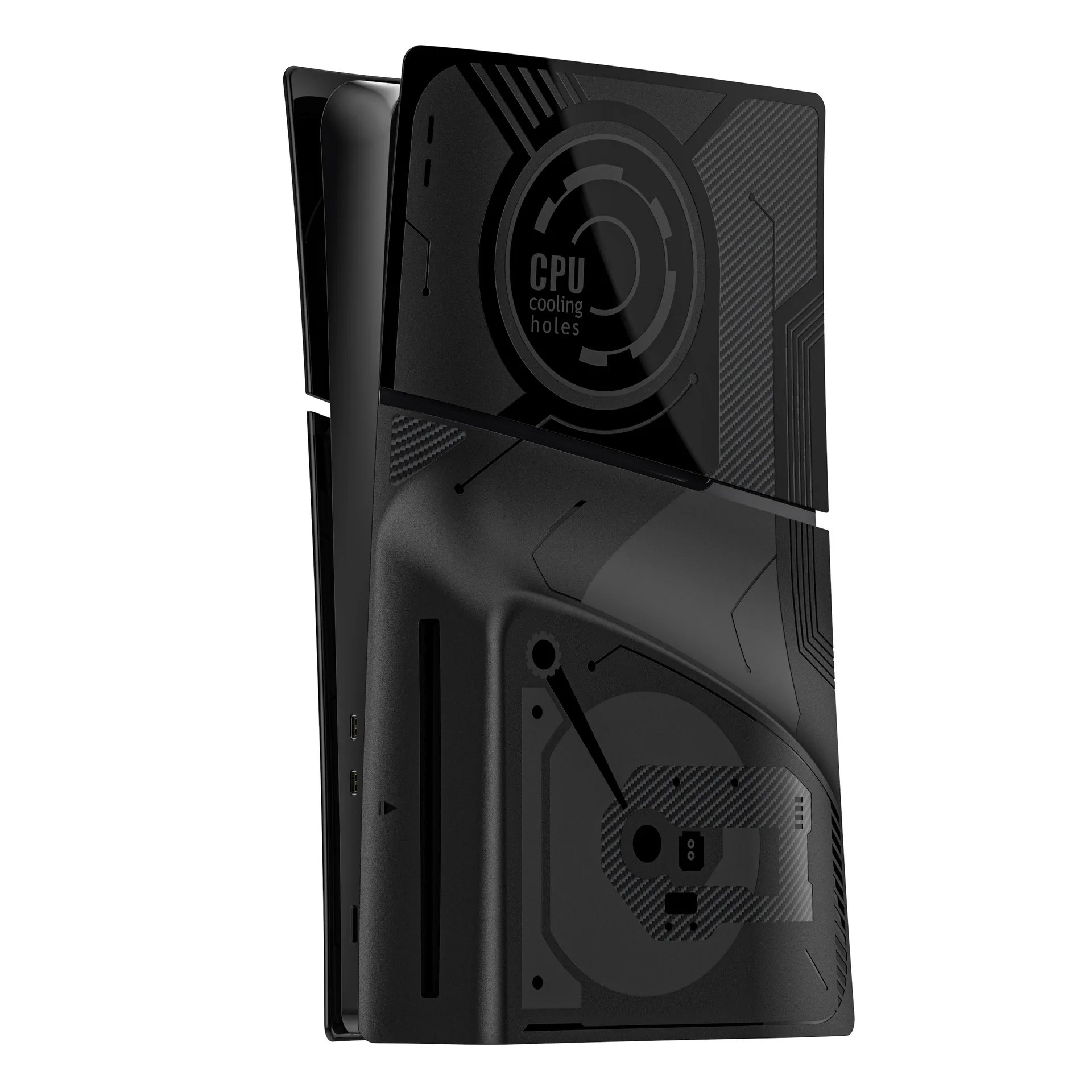 Placa frontal de 5 piezas compatible con PS5 Slim Disc y placas de cubierta de edición digital CPU de repuesto accesorios de consola de carcasa negra - imagen 5