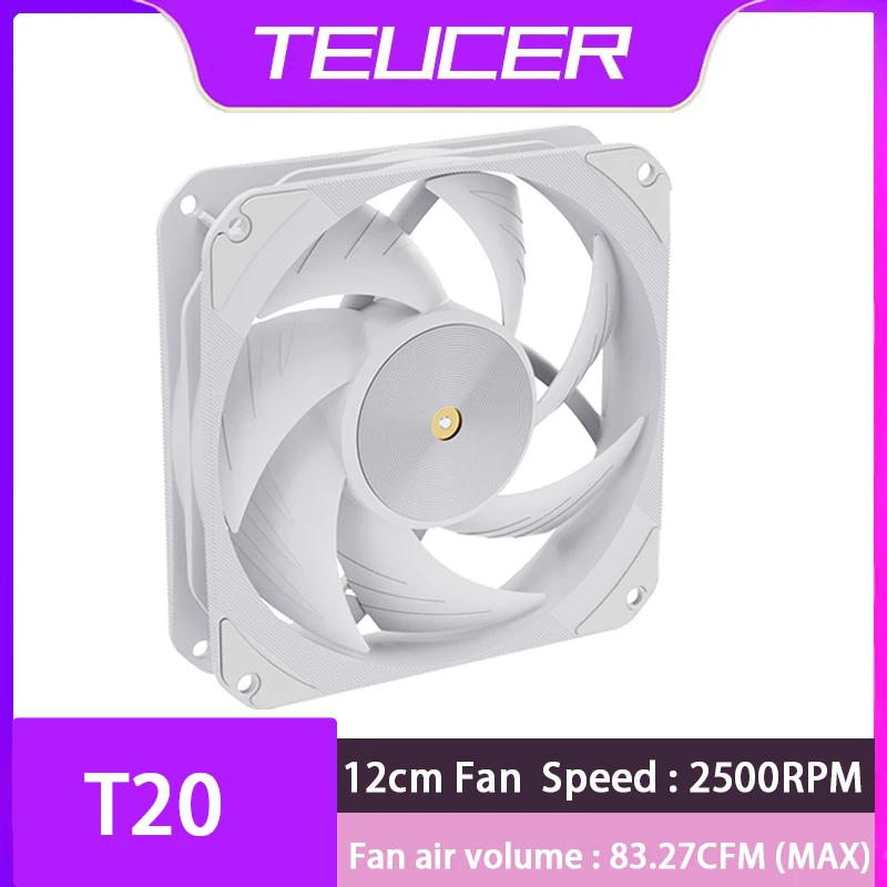 TEUCER T20 ventilador de refrigeración de PC 120mm 4PIN velocidad de rodamiento silencioso 2500RPM 7 piezas aspas de ventilador ventilador de refrigeración de CPU de ordenador alto volumen de aire