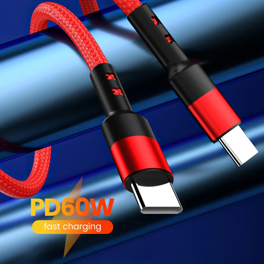 Cable corto PD60W tipo c a tipo c de 0,3 m, Cable portátil de carga rápida 3A para iPhone 15, Samsung, Xiaomi, Banco de energía USB C - imagen 2