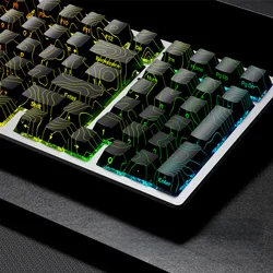 Tapa de llave de cereza tallada lateral transparente, línea 1.0T, PBT 128 teclas para interruptor MX HI75 HI8 68 F99 104 64 Wooting, teclado mecánico