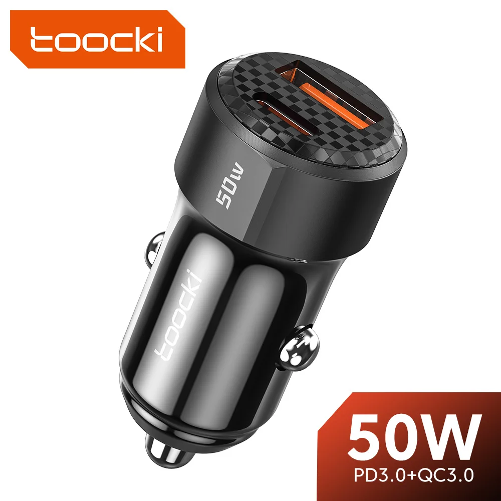 Toocki-cargador de coche QC PD 3,0, 50W, carga rápida 4,0, USB tipo C, para iPhone 12, 13, 14, Huawei, Samsung, Xiaomi, POCO
