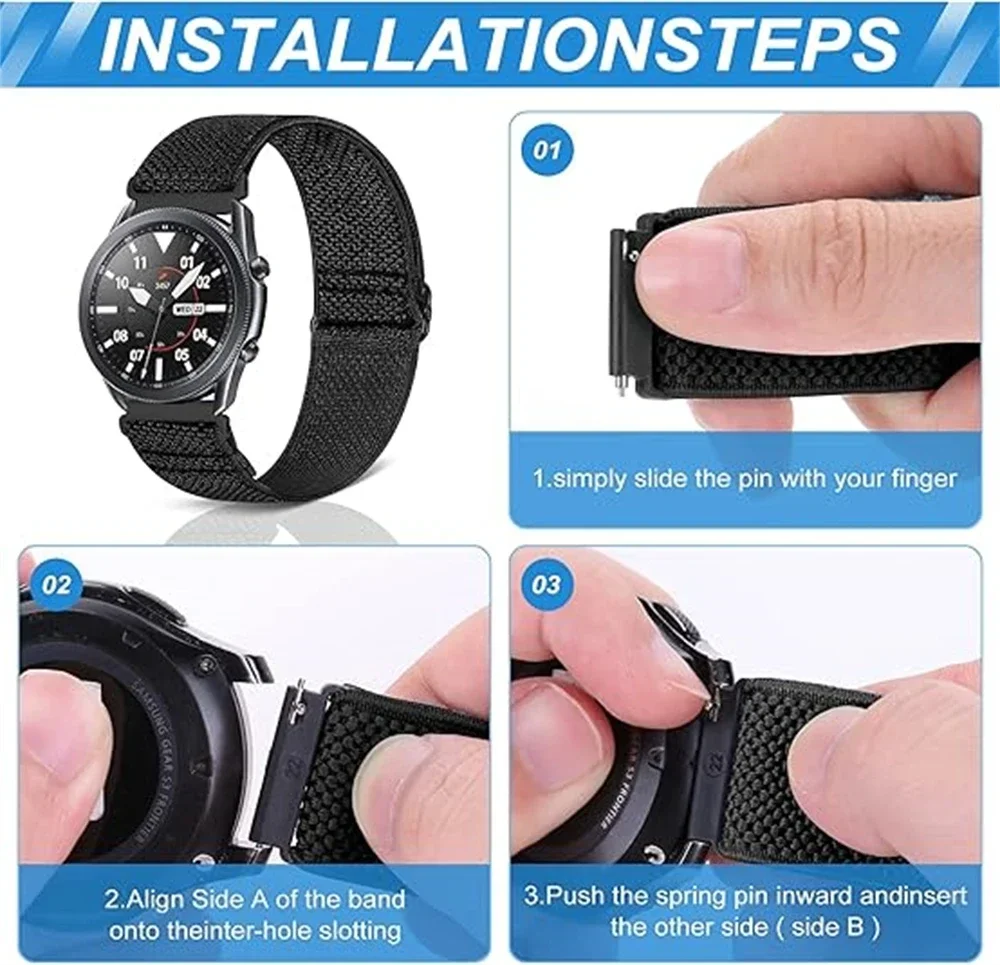 Correa de repuesto de nailon de 20mm y 22mm para HUAWEI WATCH GT 4 Pro, banda de 46mm GT 3 2 42mm HONOR Magic Watch 4 GS, pulsera de bucle trenzado - imagen 4