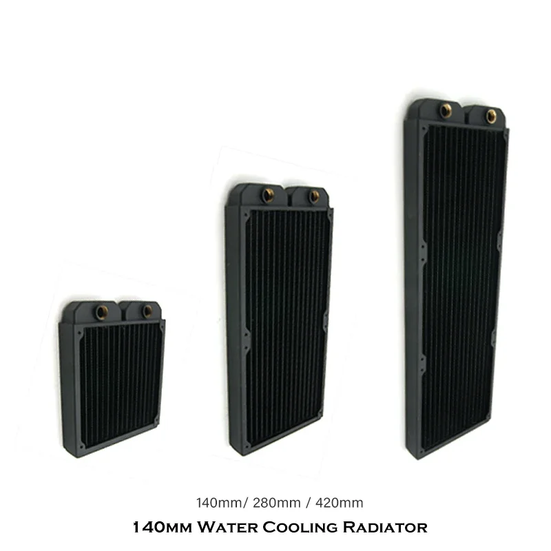 Radiador de refrigeración por agua para PC, Enfriador de agua líquida de cobre de 140/280/420MM, CPU, GPU, intercambiador de calor para ventilador de 140MM - imagen 3