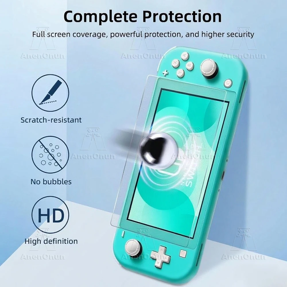 Vidrio templado irrompible para Switch Lite Protector de pantalla Ultra HD con borde curvo 2.5D, antiarañazos, antihuellas, dureza 9H - imagen 2