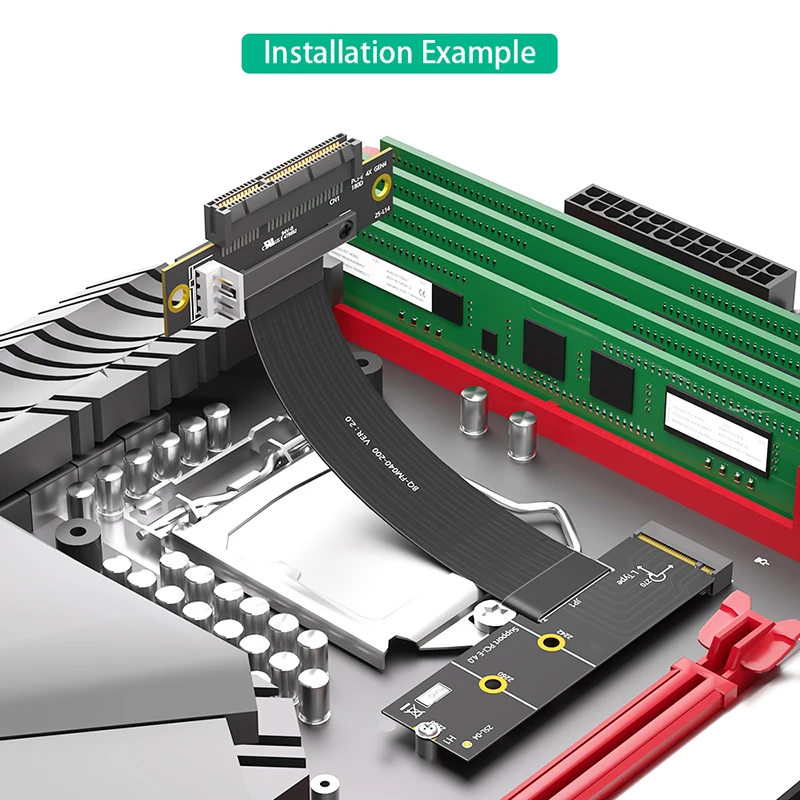 Nuevo Cable elevador M.2 NVME a adaptador PCIE X4 Cable de extensión gráfica 180 grados PCI Express 4,0 4X a M extensor de Cable elevador de llave - imagen 2