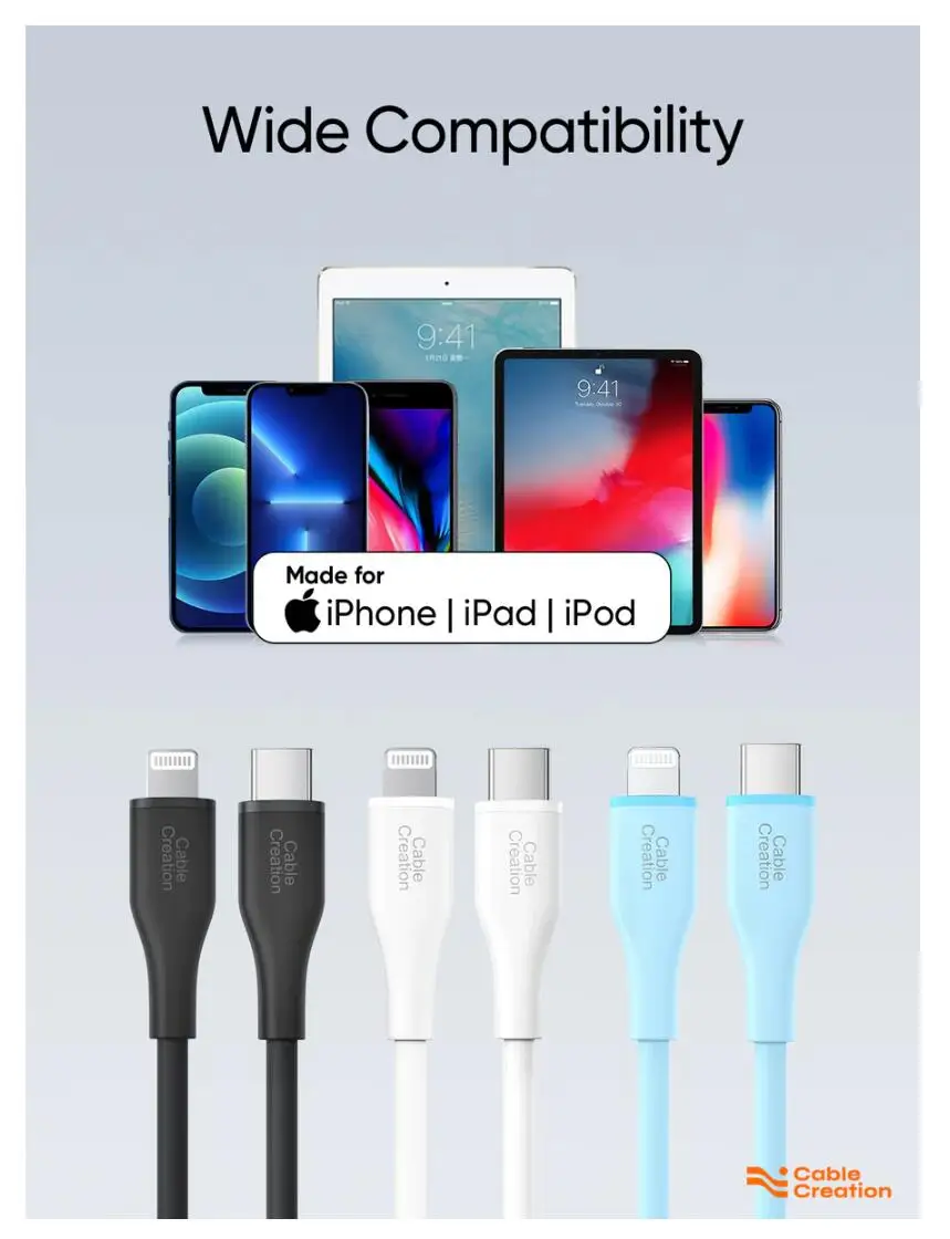 Cable MFI USB C a Lightning cable de carga rápida 1,8 M 20W PD USB C a Lightning adaptador cable cargador para iPhone 14 13 12 Pro Max - imagen 2