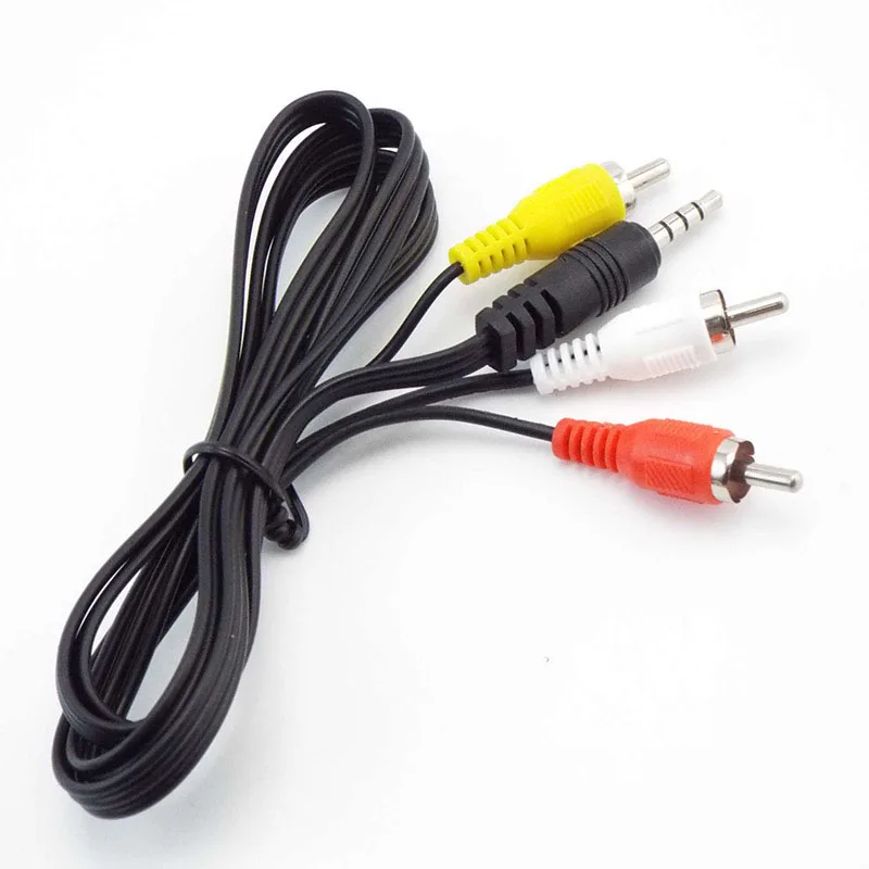Cable AV de Audio y vídeo macho Jack de 3,5mm a 3 RCA, Cable estéreo auxiliar, Cable convertidor estándar 3RCA para altavoz, TV Box, reproductor de CD y DVD Q