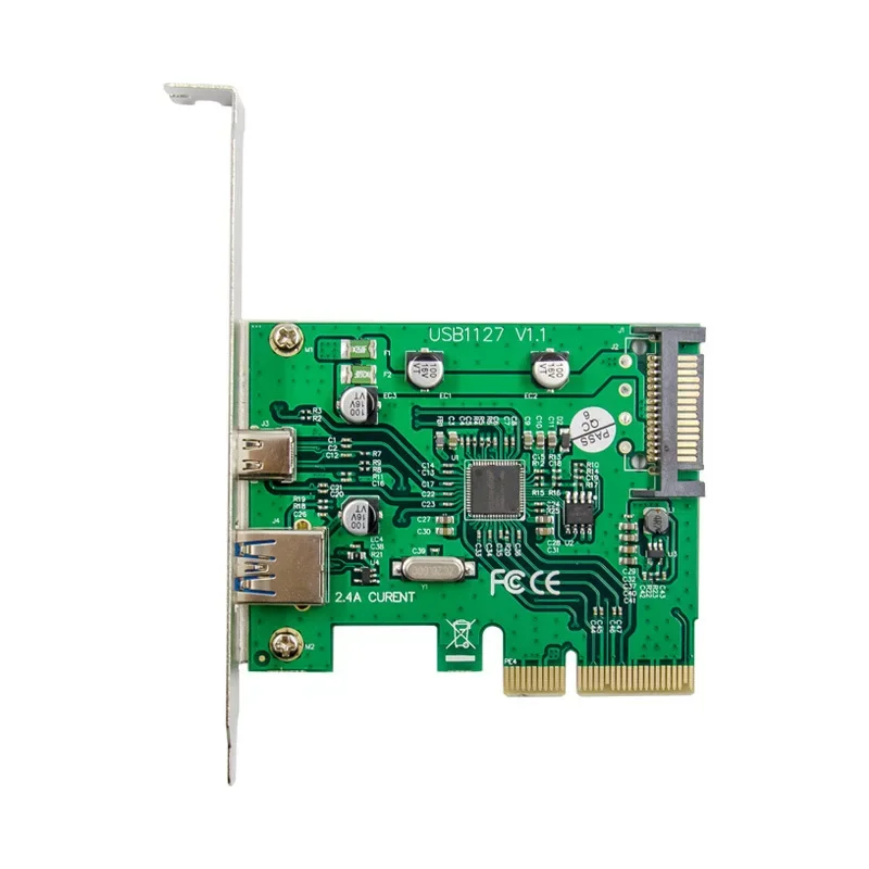 Agregar tarjeta PCIE TypeC A 2.4A Riser súper alta velocidad puerto dual USB 3,1 tarjeta de expansión Chip Asmedia ASM1142 controlador convertidor - imagen 2