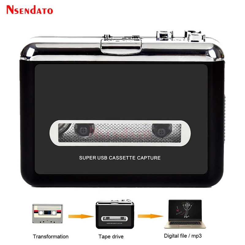 Reproductor de música de casete USB, adaptador de captura de grabadora, reproductor de cinta de casete estéreo, convertido en convertidor de MP3 con altavoz - imagen 2