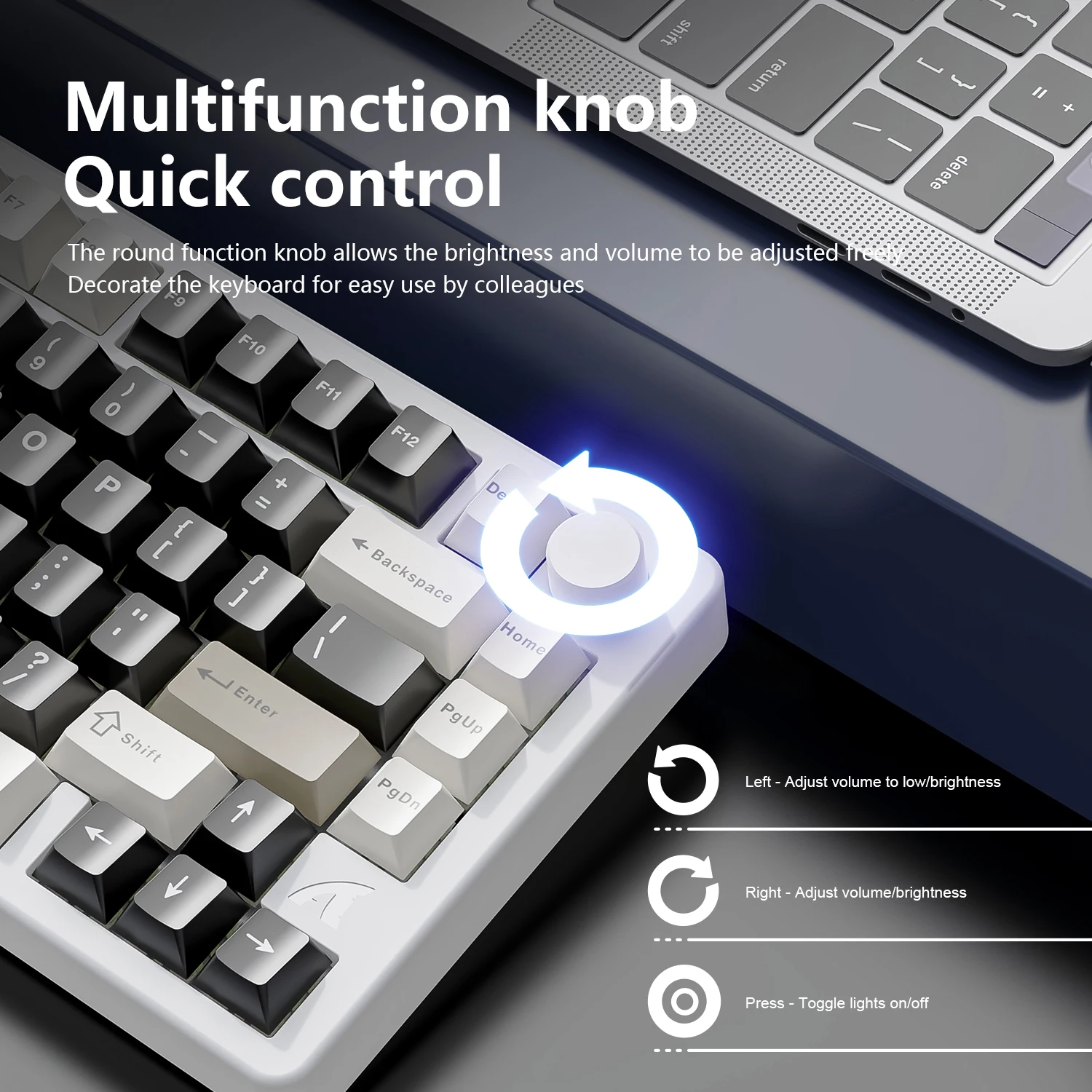 ATTACK SHARK X86 Teclado de aluminio, teclado mecánico con junta trimodo con perilla, interruptor lineal de intercambio en caliente, aluminio 6063 de grano 18 - imagen 5