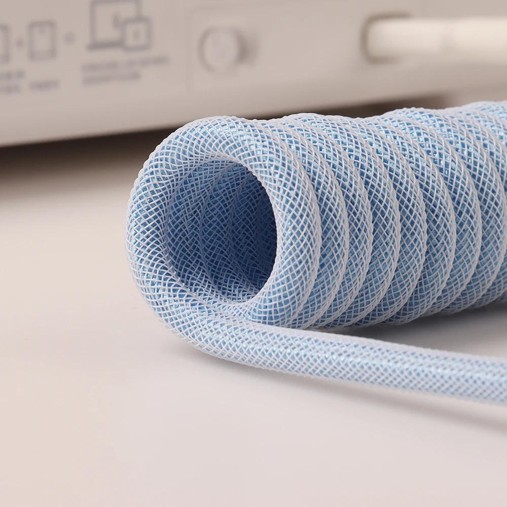 LANO-Cable de resorte de datos tipo C para teclado mecánico, bobina de aviador, espiral, Usb C, para juegos - imagen 3