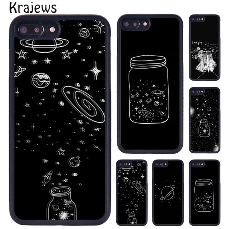 Krajews negro blanco Luna estrellas espacio astronauta fundas de teléfono para iPhone 17 Air 16 15 14 11 12 13 Pro MAX Plus coque