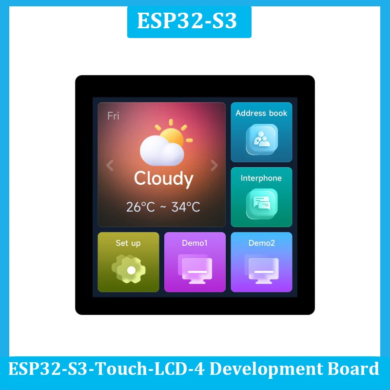 ESP32-S3 Placa de desarrollo de pantalla LCD con pantalla táctil IPS de 4 pulgadas 480X480 táctil de 5 puntos compatible con WiFi y Bluetooth para Arduino LVGL