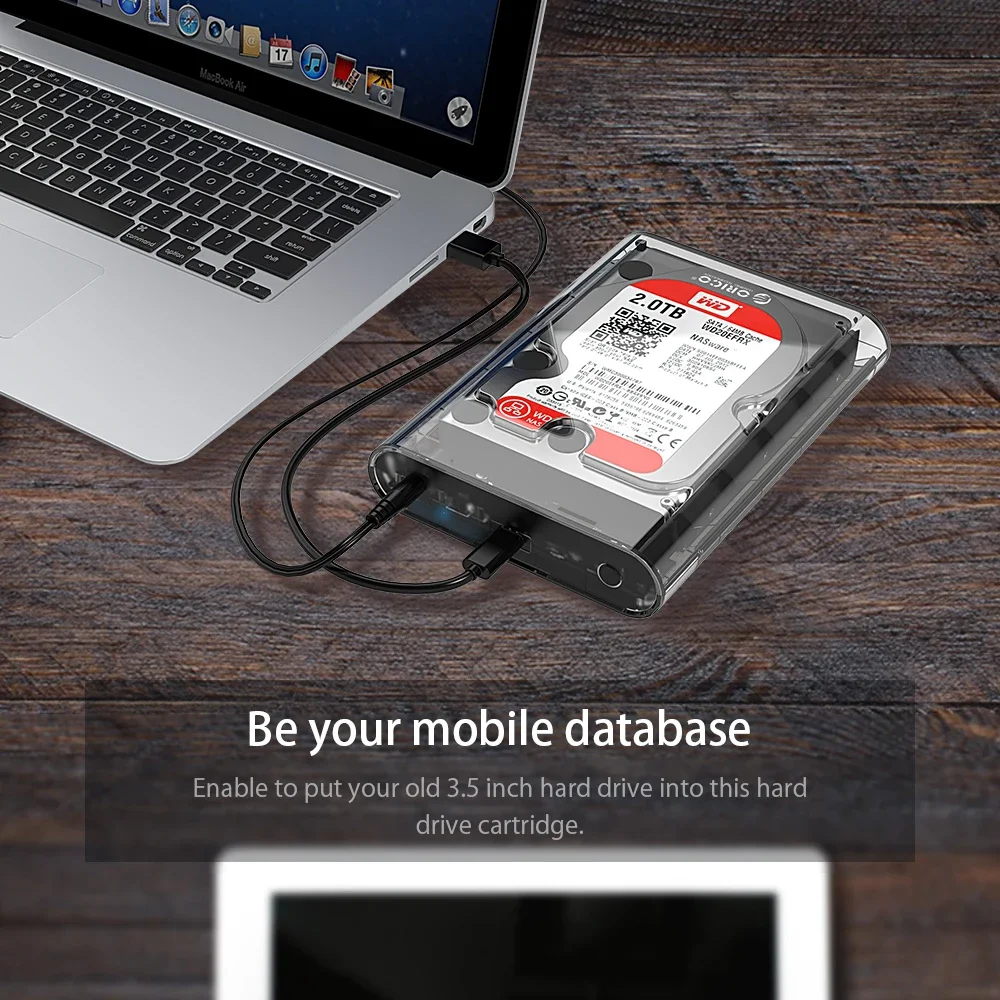 ORICO-carcasa transparente para disco duro SATA a USB 3,5 tipo C, caja de almacenamiento externo, adaptador SSD, 3,0 pulgadas - imagen 5