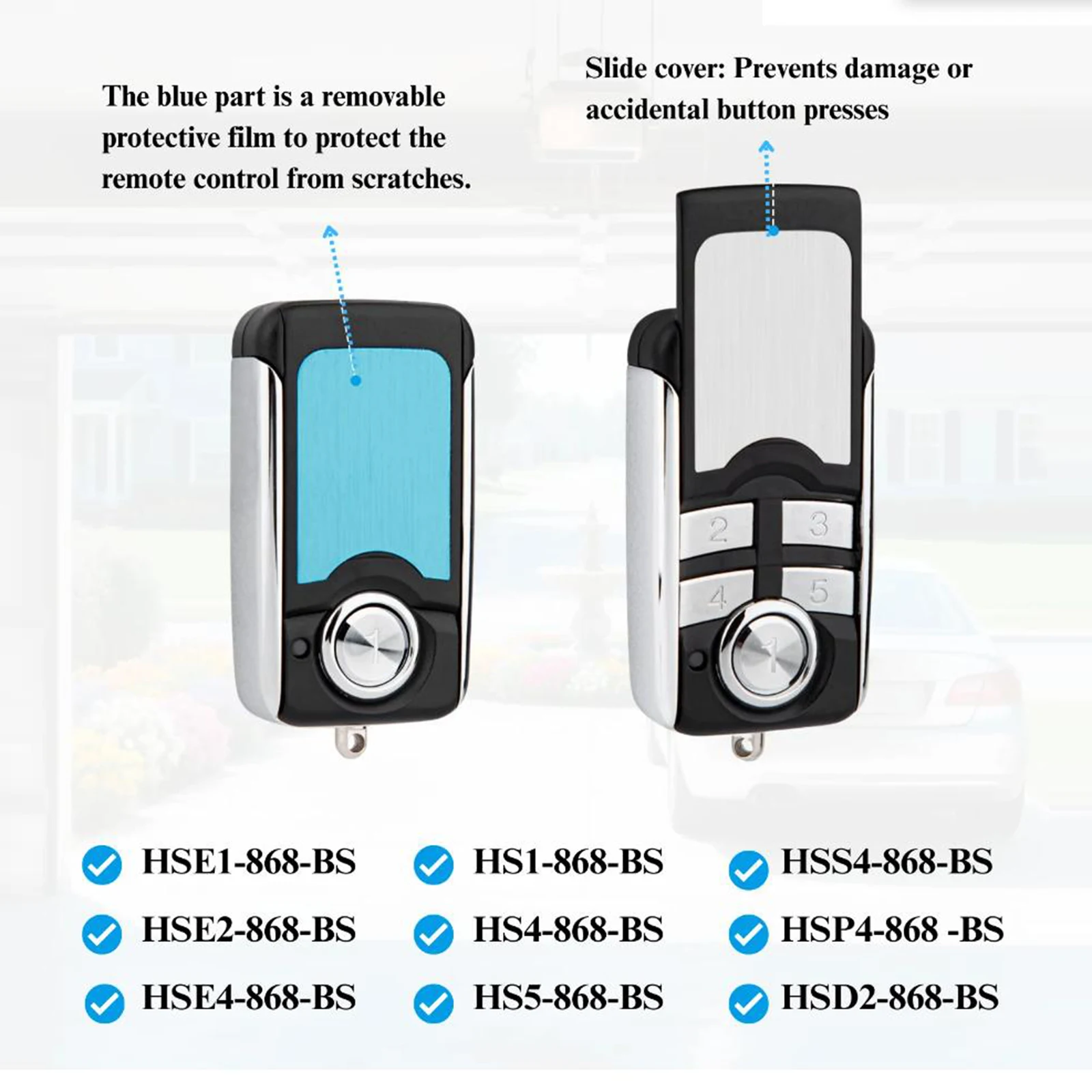 Abridores de puertas de garaje de 868MHz, llave de Control remoto para puerta de garaje, abridor de repuesto apto para Hormann Bisecur HSE4-868-BS