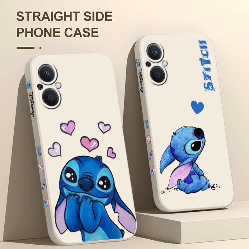 Dibujos animados de la serie Stitch para OPPO Find X5 X3 X2 Lite Pro Neo A5 A53 A94 4G 5G, funda suave para teléfono con cuerda izquierda líquida - imagen 3