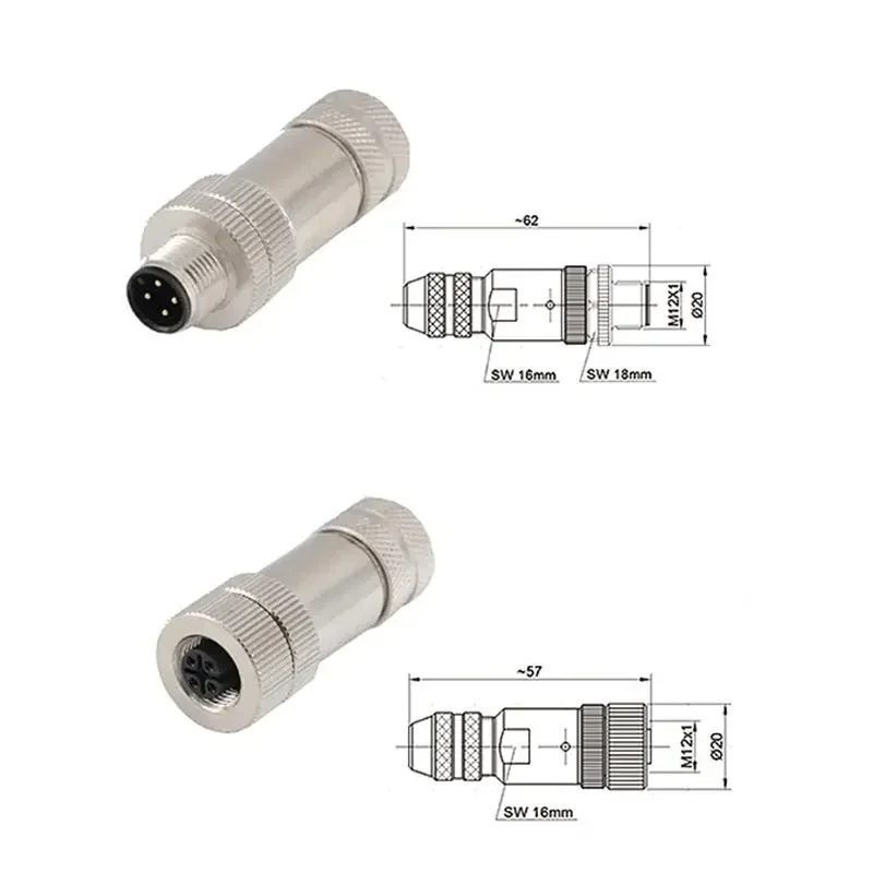 Metal with Shielded M12 Screw Assembled Profinet Aviation Plug 4/5/6/8/12 Pin Sensor Connector A/B/D-code Ethernet Connector - imagen 4