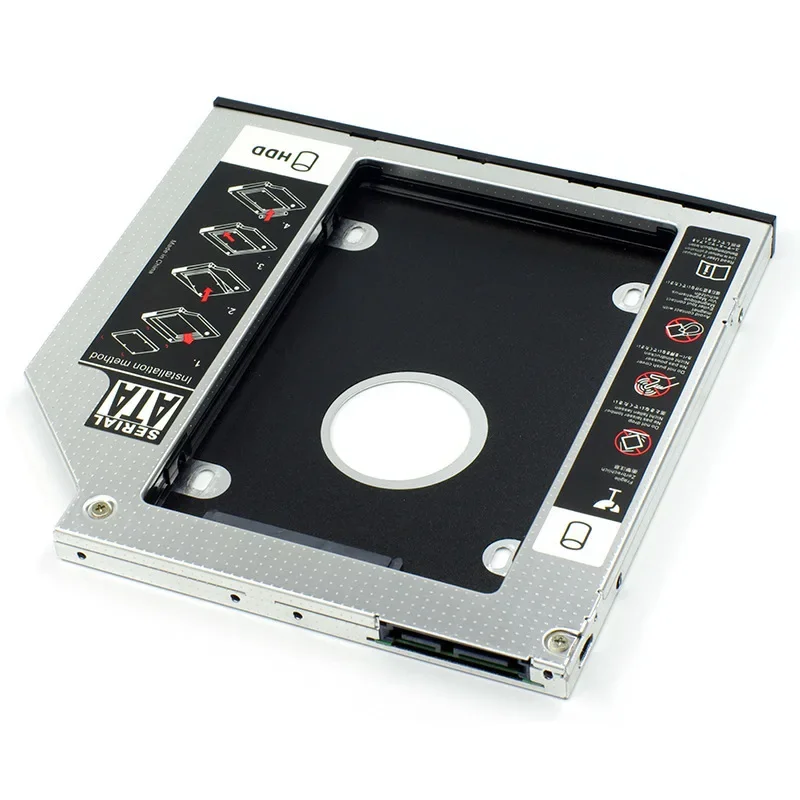 Caja de disco duro de aluminio para portátil, carcasa adaptadora de DVD, SSD 9,5, SATA 12,7 Optibay, 3,0mm, 2,5mm, 2nd HDD Caddy - imagen 3