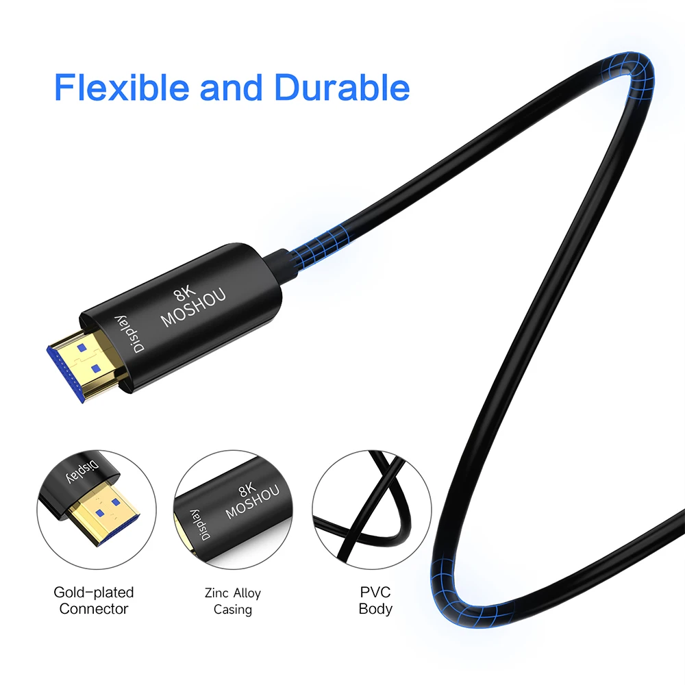 MOSHOU Cable HDMI 2.1 Fibra Óptica 8K 120Hz PS5 - imagen 3