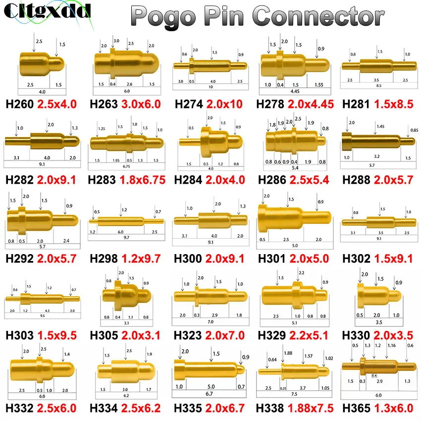10 Uds conector Pin Pogo 1A 3A 5A batería Pogopin contacto de carga de resorte SMT DIP PCB 3,5 4 5 6 7 7,5 8,5 9,5 10mm sonda de resorte de prueba