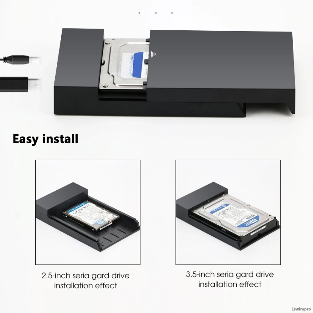 2.5 3. Caja HDD SATA ABS de 5 pulgadas, carcasa HD externa USB3.0 para caja de disco duro de hasta 18TB, lector de unidad SATA SSD hd externo - imagen 3