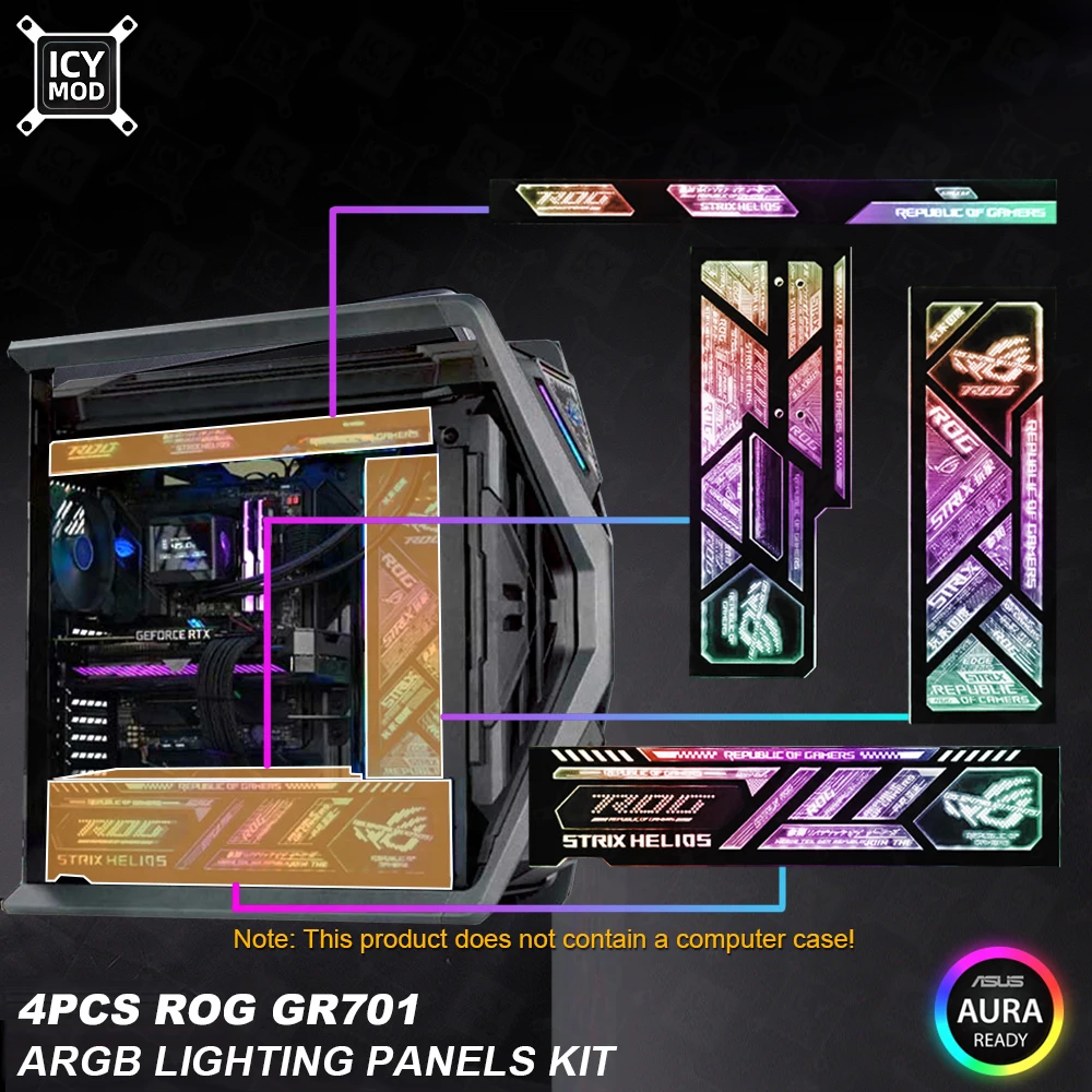 Chasis ROG HYPERION GR701 ARGB Lighting ASUS, carcasa de PC, paneles de gamuza personalizados, Kit de reacondicionamiento de jugadores, 5V ARGB Laser MOD, 4 Uds.