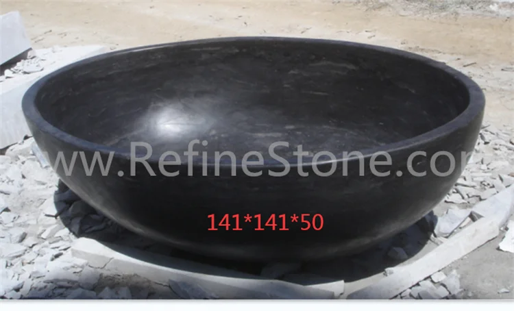 Bañera de mármol negro pulido y bañera de piedra tallada a mano - imagen 5