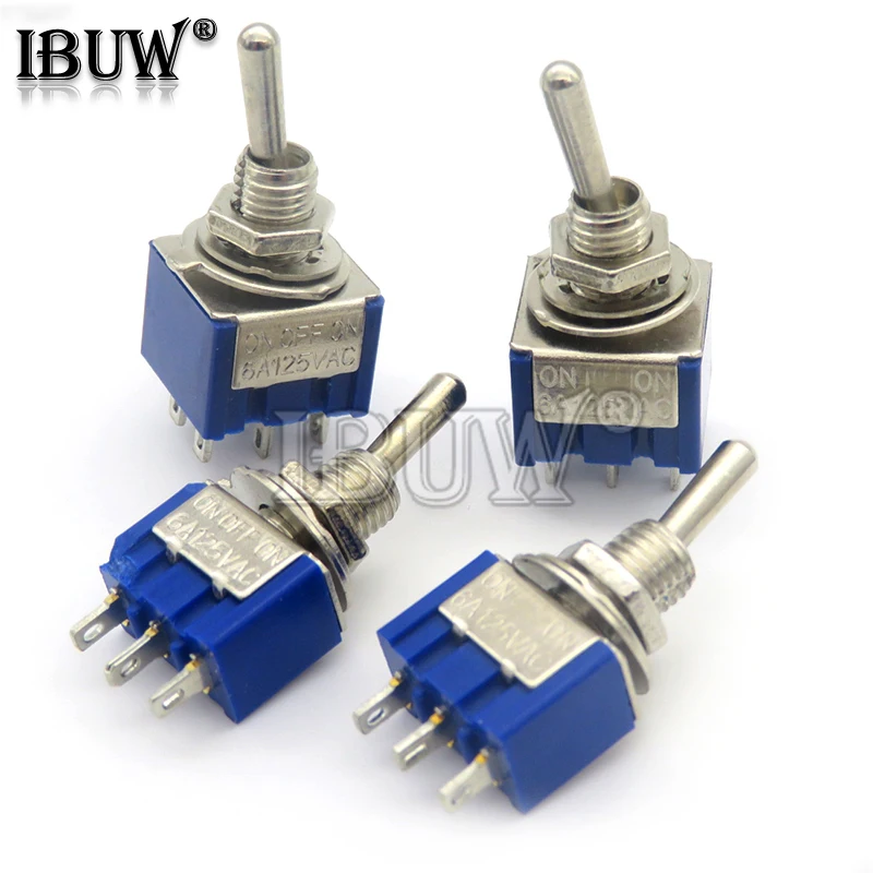 5 uds MTS-102 MTS-103 MTS-202 MTS-203 6A 125V Mini 3PIN 6PIN interruptores de palanca ON-OFF/ON-OFF-ON para motores de luces de conmutación